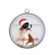 Pendentif Cabochon Argent - chien joyeux noël