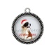Pendentif Cabochon Argent - chien joyeux noël