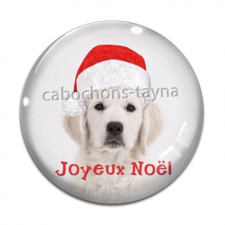 Cabochon Verre - chien joyeux noël