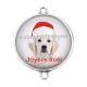 Connecteur Cabochon Argent - chien joyeux noël