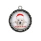 Pendentif Cabochon Argent - chien joyeux noël
