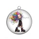 Pendentif Cabochon Argent - fille humoristique 