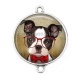 Connecteur Cabochon Argent - chien 