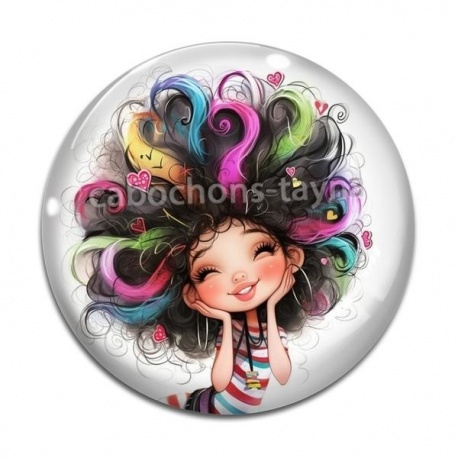 Cabochon Verre - fille humoristique 