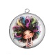 Pendentif Cabochon Argent - fille humoristique 