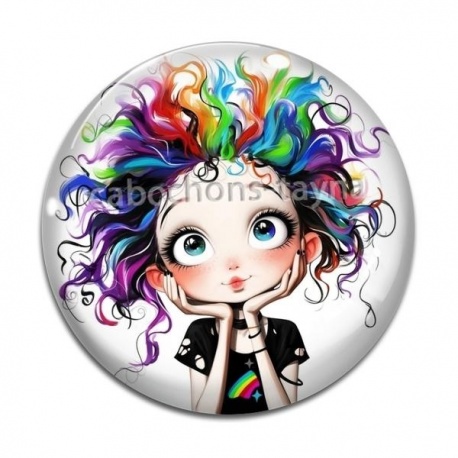 Cabochon Verre - fille humoristique 