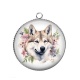Pendentif Cabochon Argent - loup