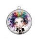 Pendentif Cabochon Argent - fille humoristique 