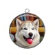 Pendentif Cabochon Argent - chien 