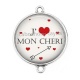 Connecteur Cabochon Argent - je aime mon chéri