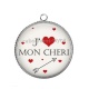Pendentif Cabochon Argent - je aime mon chéri