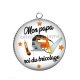 Pendentif Cabochon Argent - mon papa roi du bricolage