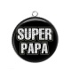 Pendentif Cabochon Argent - super papa