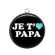 Pendentif Cabochon Argent - je t'aime papa