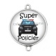 Connecteur Cabochon Argent - super policier