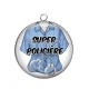 Pendentif Cabochon Argent - super policière