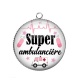 Pendentif Cabochon Argent - super ambulancière