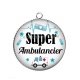 Pendentif Cabochon Argent - super ambulancier
