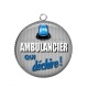 Pendentif Cabochon Argent - ambulancier qui déchire