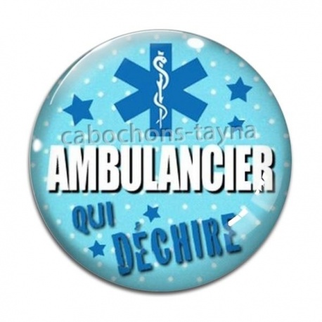 Cabochon Verre - ambulancier qui déchire