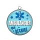 Pendentif Cabochon Argent - ambulancier qui déchire