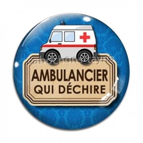 Cabochon Verre - ambulancier qui déchire