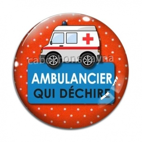 Cabochon Verre - ambulancier qui déchire