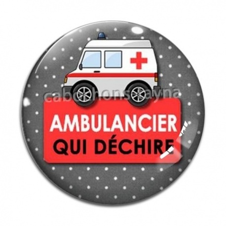Cabochon Verre - ambulancier qui déchire