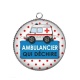Pendentif Cabochon Argent - je suis un ambulancier qui déchire