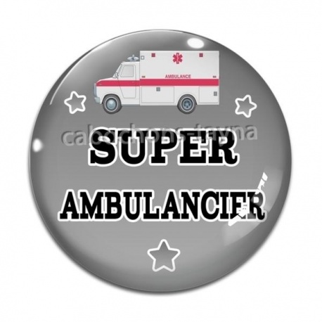 Cabochon Verre -  super ambulancier
