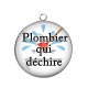 Pendentif Cabochon Argent - plombier qui déchire