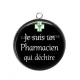 Pendentif Cabochon Argent - je suis un pharmacien qui déchire