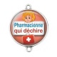 Connecteur Cabochon Argent - pharmacienne qui déchire