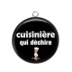 Pendentif Cabochon Argent - cuisinière qui déchire