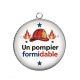 Pendentif Cabochon Argent - un pompier formidable