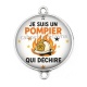 Connecteur Cabochon Argent - je suis un pompier qui déchire