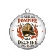 Pendentif Cabochon Argent - je suis un pompier qui déchire