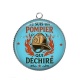 Pendentif Cabochon Argent - je suis un pompier qui déchire