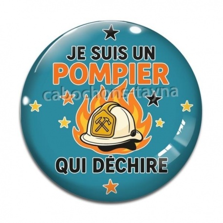 Cabochon Verre - je suis un pompier qui déchire