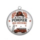Pendentif Cabochon Argent - je suis un pompier qui déchire