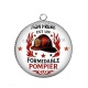 Pendentif Cabochon Argent - mon frère est un formidable pompier