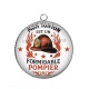 Pendentif Cabochon Argent - mon tonton est un formidable pompier