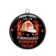 Pendentif Cabochon Argent - mon papa est un formidable pompier