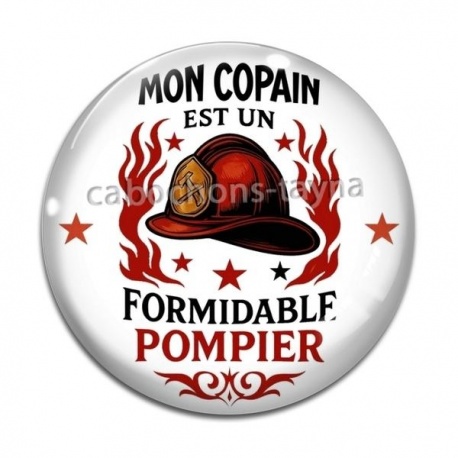 Cabochon Verre - mon copain est un formidable pompier
