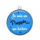 Pendentif Cabochon Argent - je suis un parrain qui déchire