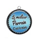 Pendentif Cabochon Argent - le meilleur parrain c'est le mien