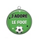 Pendentif Cabochon Argent - j'adore le foot