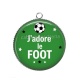 Pendentif Cabochon Argent - j'adore le foot