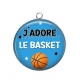Pendentif Cabochon Argent - j'adore le basket