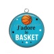 Pendentif Cabochon Argent - j'adore le basket